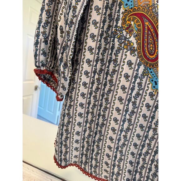 Johnny Was Paisley Floral Print 3/4 Sleeve Scoop Neck Blouse Size XS - Picture 4 of 4